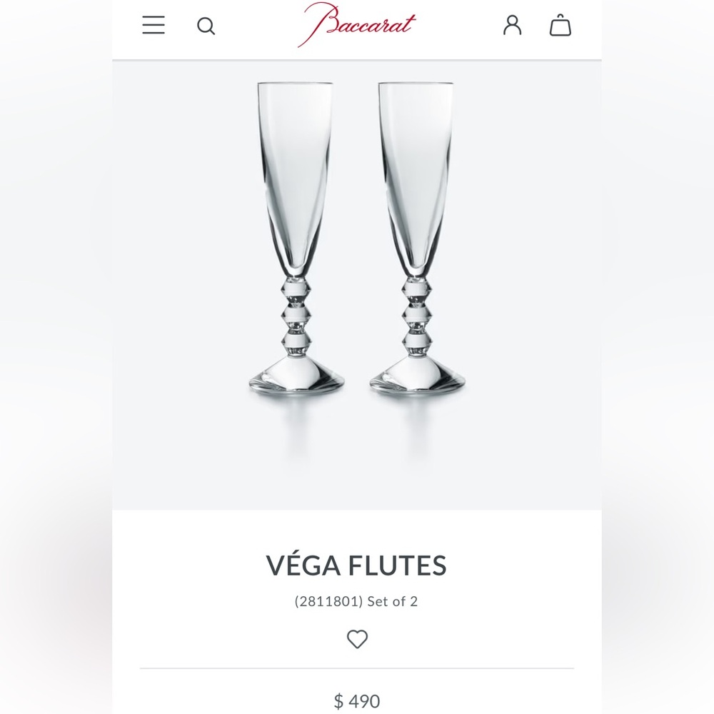 Baccarat Red Box Crystal Flutes - Picture 5 of 6